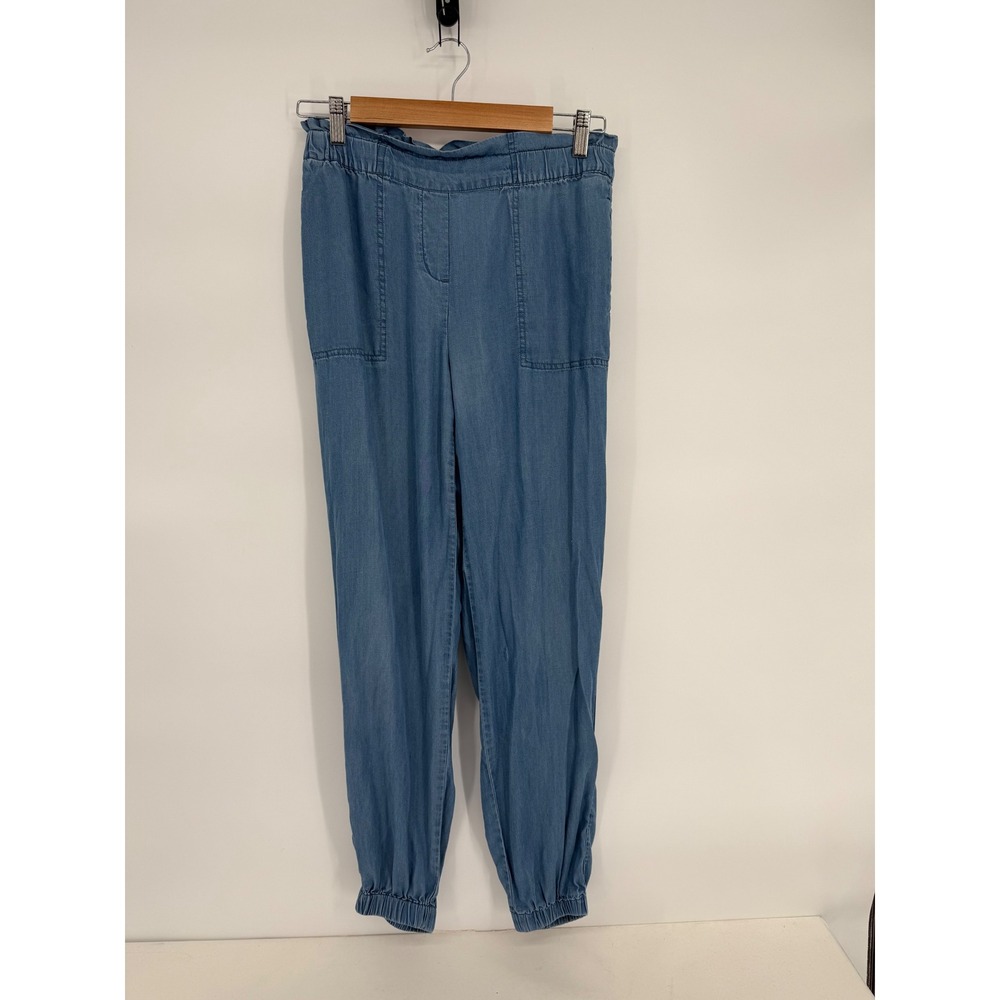 Zac & Rachel Blue Lyocell Paperbag Waist Jogger Pants Womens Small S Tapered